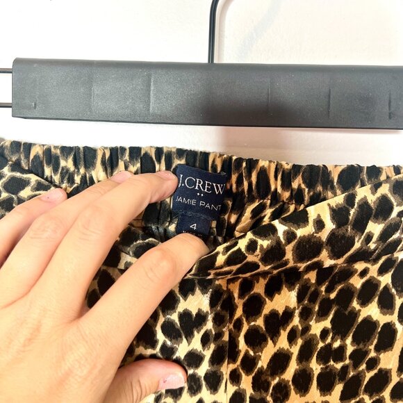 J. Crew Leopard Print Tan Jamie Tapered Crop Career Casual Pants Size 4 - Picture 5 of 6